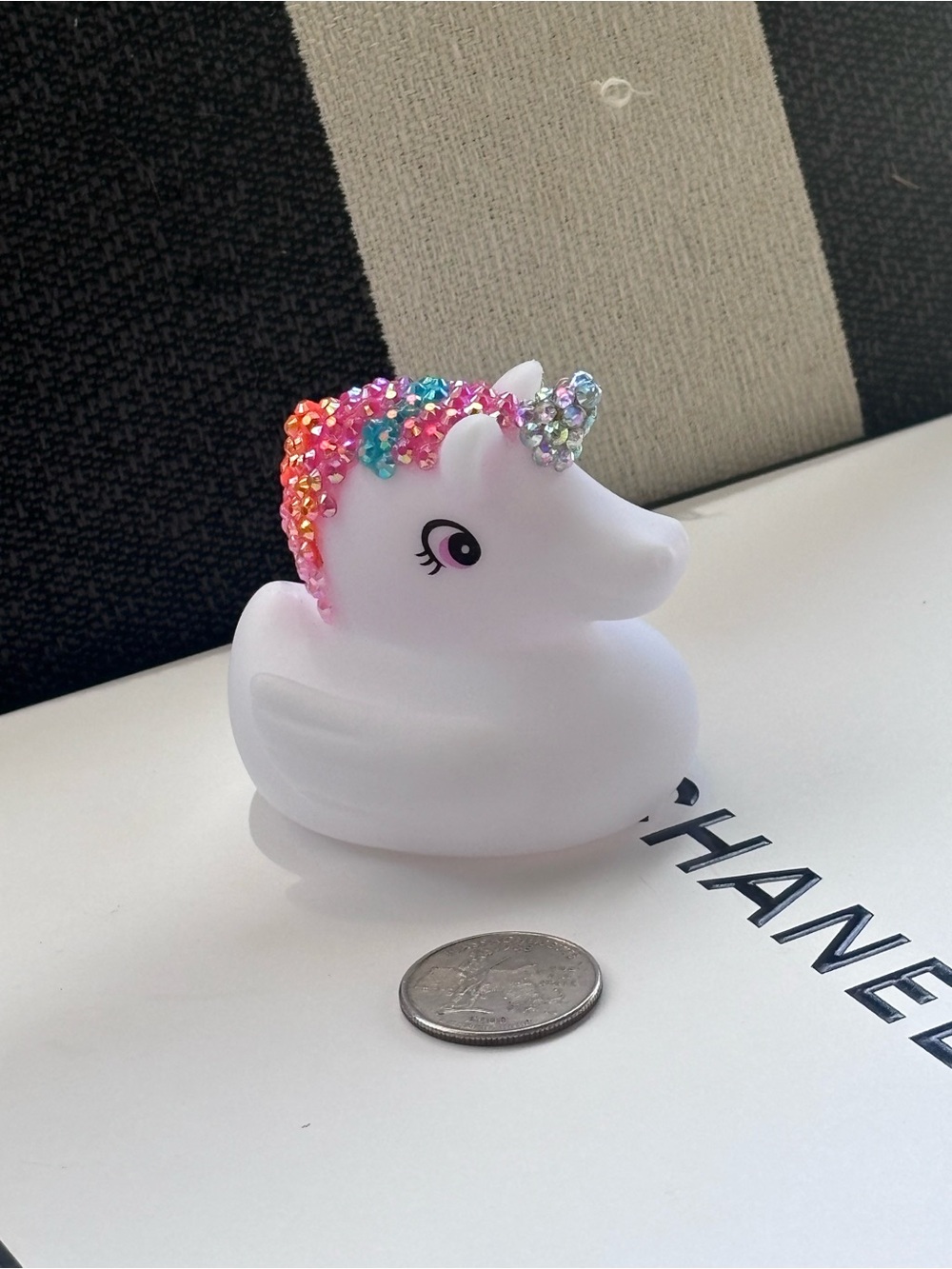 Unicorn Rubber Duck for- White with Rainbow Mane alicorn jeep duck bedazzled